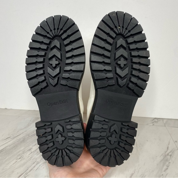 Open Edit Mya White Faux Leather Lug Sole Chelsea Boot 8M - Picture 14 of 15